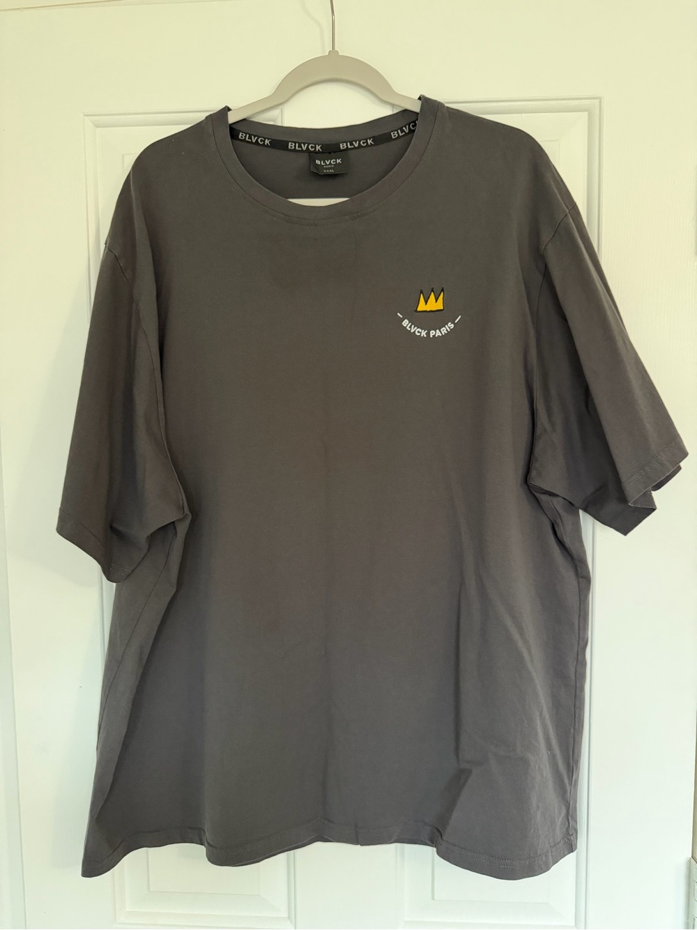 Charcoal Short-Sleeve Crew Tee with Yellow Crown